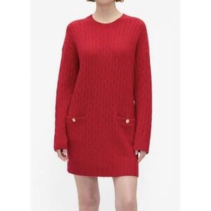 Gap Cashsoft Women's  XL Red Sweater Dress Long Sleeve CableKnit Pocket New